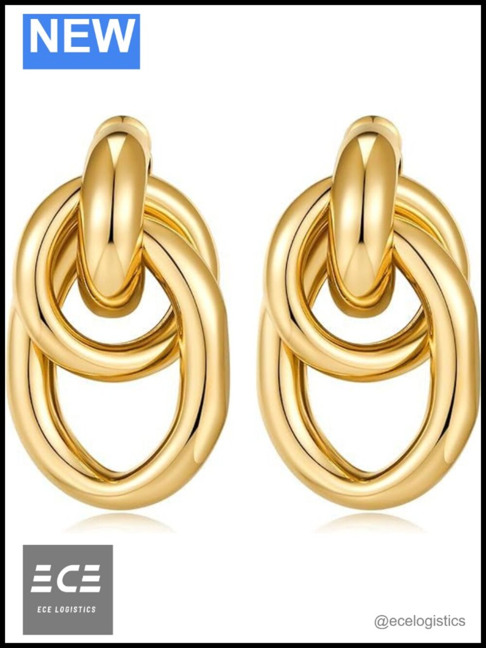 Gold Chunky Heart Earrings for Women Statement Fashion Jewelry